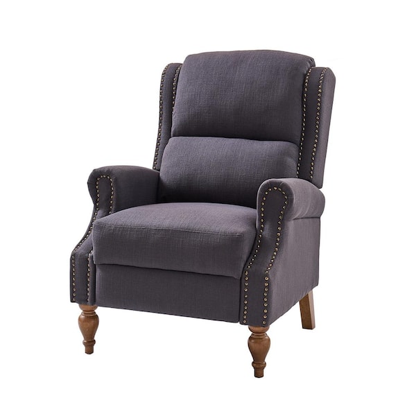 JAYDEN CREATION Sharon Charcoal Traditional Roll Arm Manual Recliner with Wingback for Living Room