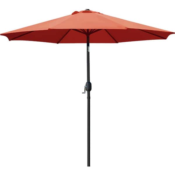9 ft. Aluminum Cantilever Market Solar Tilt Half Patio Umbrella in Orange