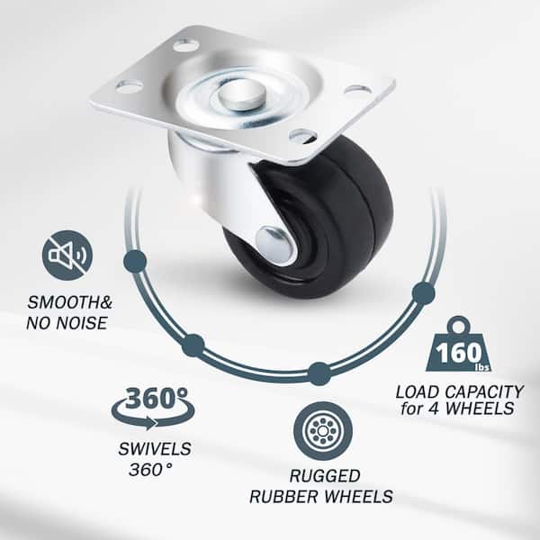 2 in. Low Profile Rubber Swivel Plate Casters (4-Pack) 2 in. Low Profile Rubber Swivel Plate Casters (4-Pack)