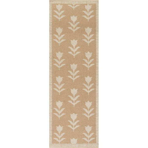 Vayana Floral Farmhouse Area Natural 3 ft. x 8 ft. Indoor Runner Rug