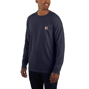 Men's XX-Large Navy Cotton/Polyester Force Relaxed Fit Midweight Long-Sleeve Pocket T-Shirt