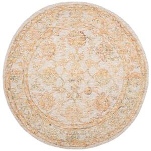 Abstract Beige/Gold 6 ft. x 6 ft. Round Geometric Area Rug