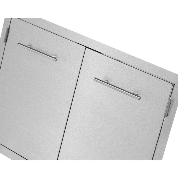 33 in. Stainless Steel Horizontal Handle Double Face BBQ Grill Double Access Door Panel with Towel Holder