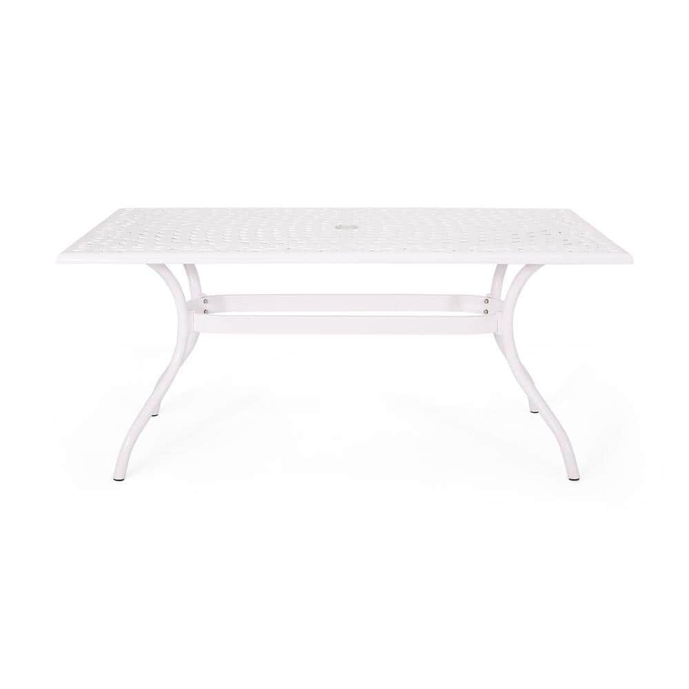 Aluminum Outdoor Dining Table with Umbrella Hole for Patio Garden Backyard 