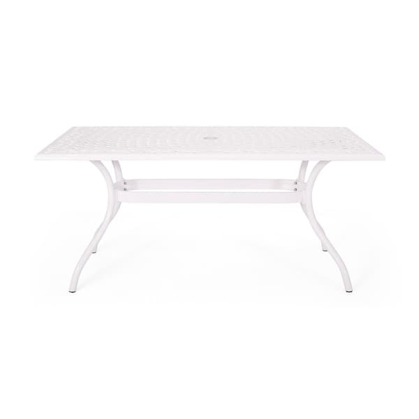 Unbranded Aluminum Outdoor Dining Table with Umbrella Hole for Patio Garden Backyard White