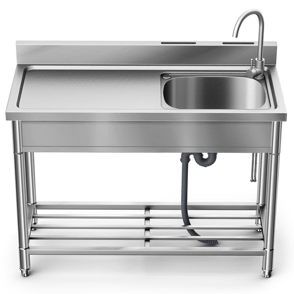 48 in. Freestanding 1-Compartment Commercial Kitchen Sink in Stainless Stee
