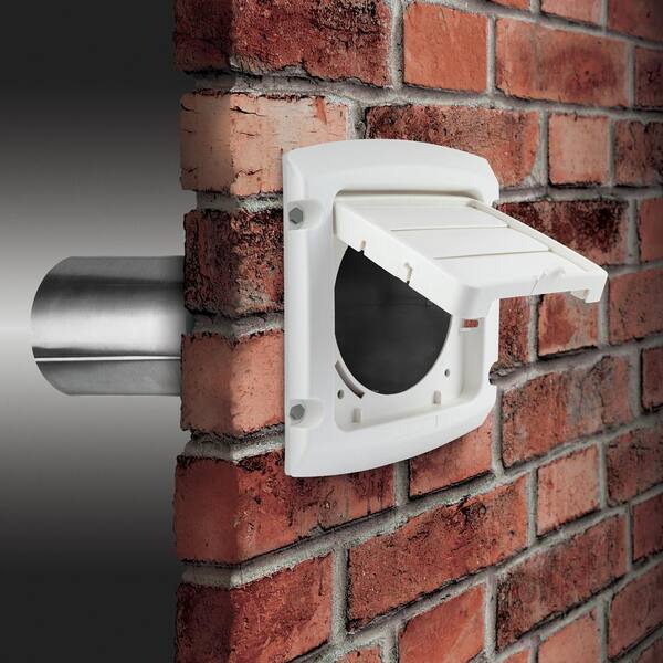 Louvered Outdoor Dryer Vent Cover White Exhaust Cap for 4/" Opening Hood Duct Inc