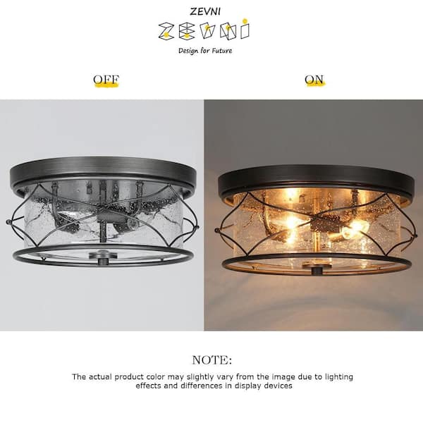 Zevni Industrial 3-Light Brushed Antique Silver Flush Mount Light