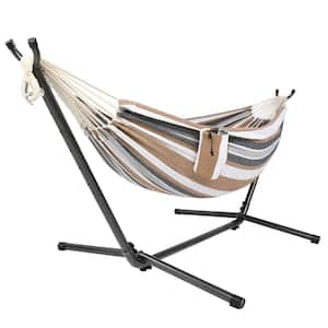 9 ft. Metal Hammock Stand with Double Hammock in Coffee