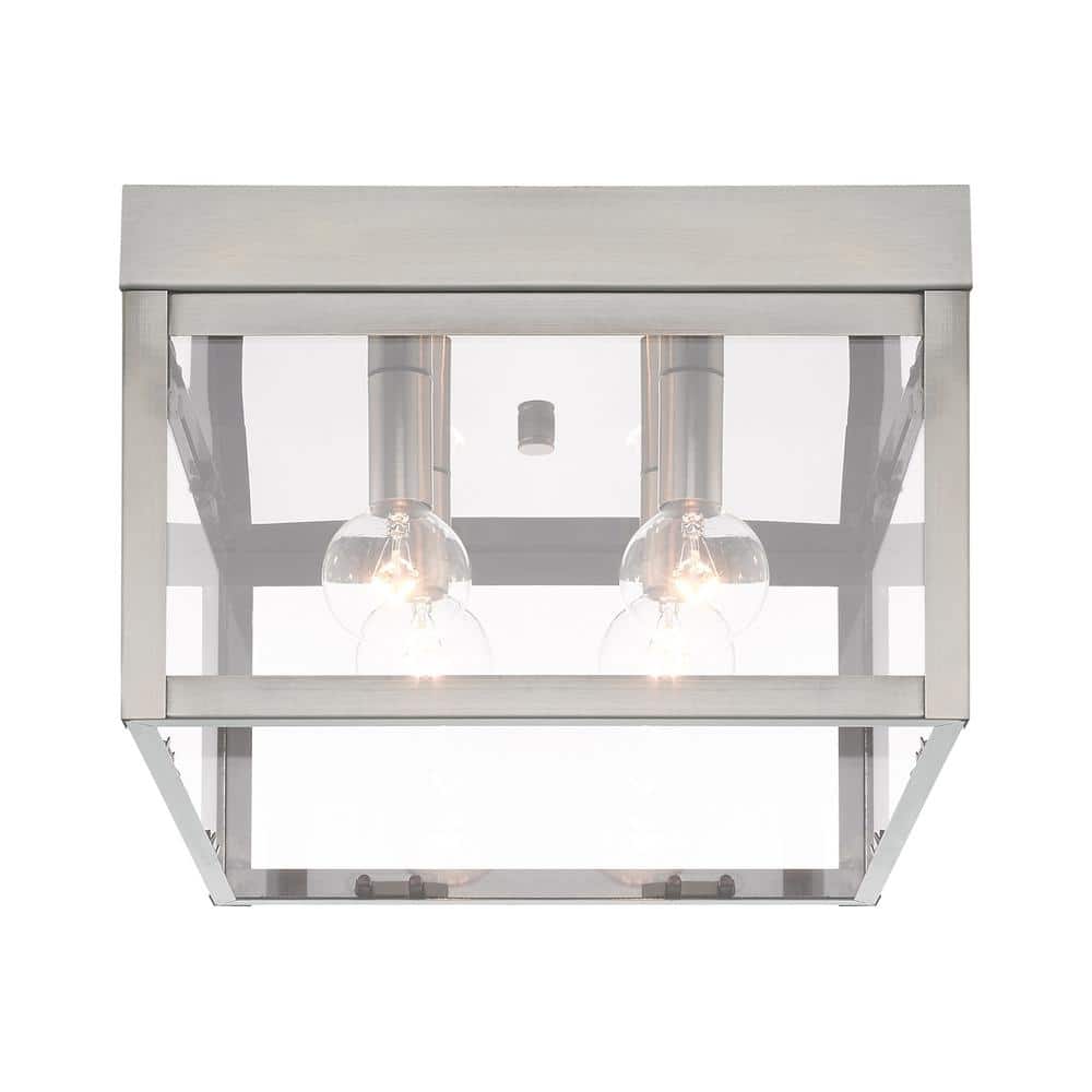 Nyack Brushed Nickel 4-Light Outdoor Flush Mount with Clear Glass