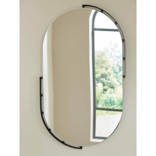 Valkings Black 24 in. W x 40 in. H Modern Oval Metal Frame Mirror