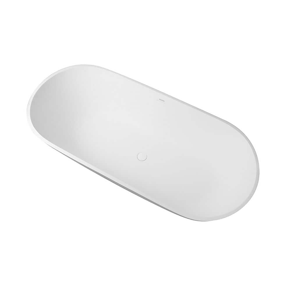 69'' Matte White Stone Resin Freestanding Soaking Bathtub