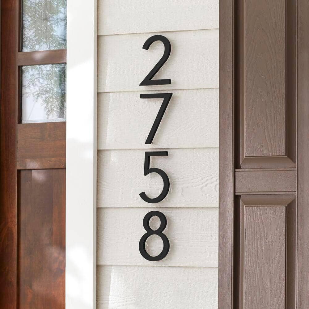 8 Inch Black Metal Floating House Number