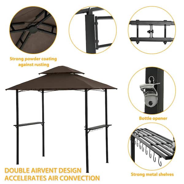 5 ft. x 8 ft. Brown Outdoor Grill Gazebo CX221GO-Bl - The Home Depot