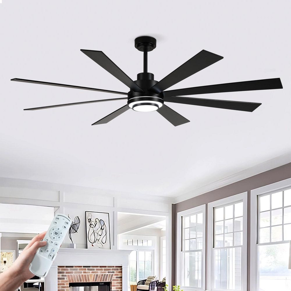 72 in. Black 8 Plywood Blades Downrod Standard Ceiling Fan With LED Light and Remote Control Included for Living Room price history on PriceWatchPro