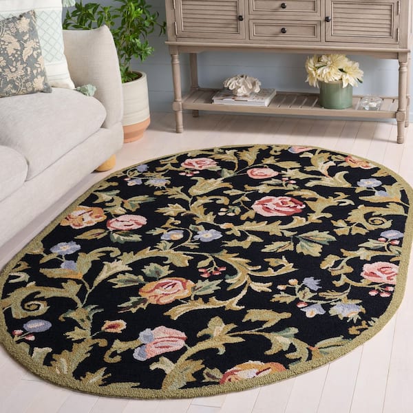 Chelsea 4 ft. x 6 ft. Black Vine Oval Rug