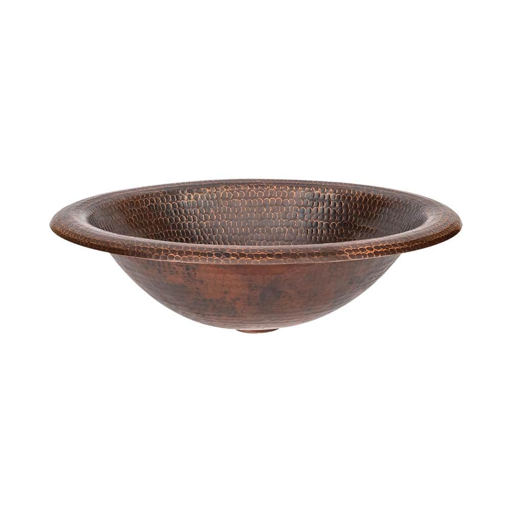 18" Oval Hammered Copper Bathroom Sink with Oil Rubbed Bronze Finish