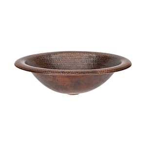 Self-Rimming Wide Rim Oval Hammered Copper Bathroom Sink in Oil Rubbed Bronze