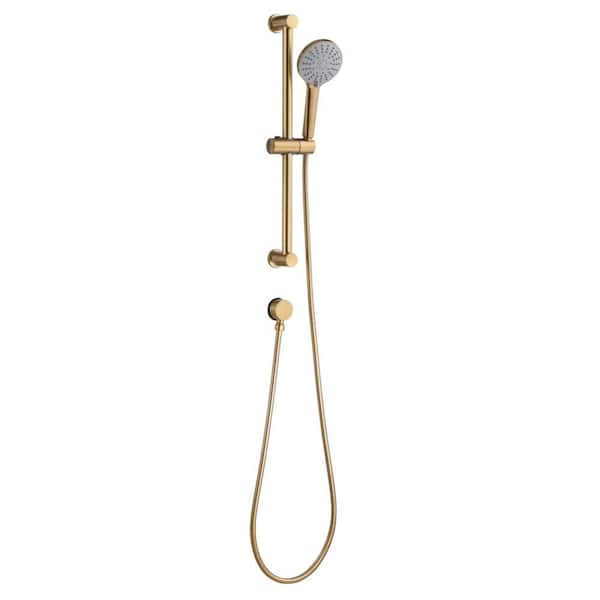 Ultra Faucets Kree 5-Spray Round High Pressure Multifunction Wall Bar Shower Kit with Hand Shower in Brushed Gold