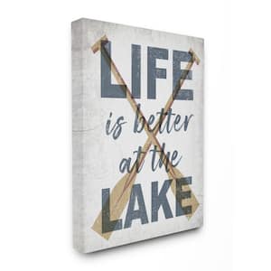 Life's Better At Lake Rustic Distressed Text By Daphne Polselli Unframed Print Sports Wall Art 36 in. x 48 in.
