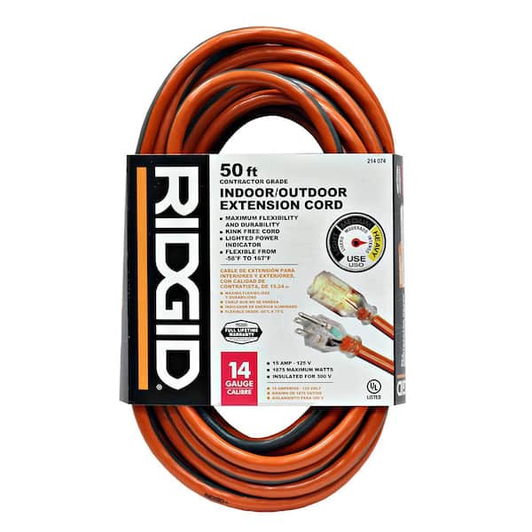 RIDGID 50 ft. 14/3 Outdoor Extension Cord 657-143050RL6A - The Home Depot