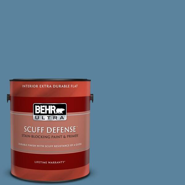 BEHR ULTRA 1 gal. #BIC-38 Honest Blue Extra Durable Flat Interior Paint & Primer