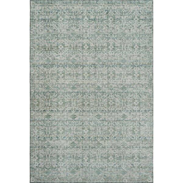 Mayfield Premium Machine Washable Abstract AMF2152 Teal 10 ft. x 14 ft. Area Rug