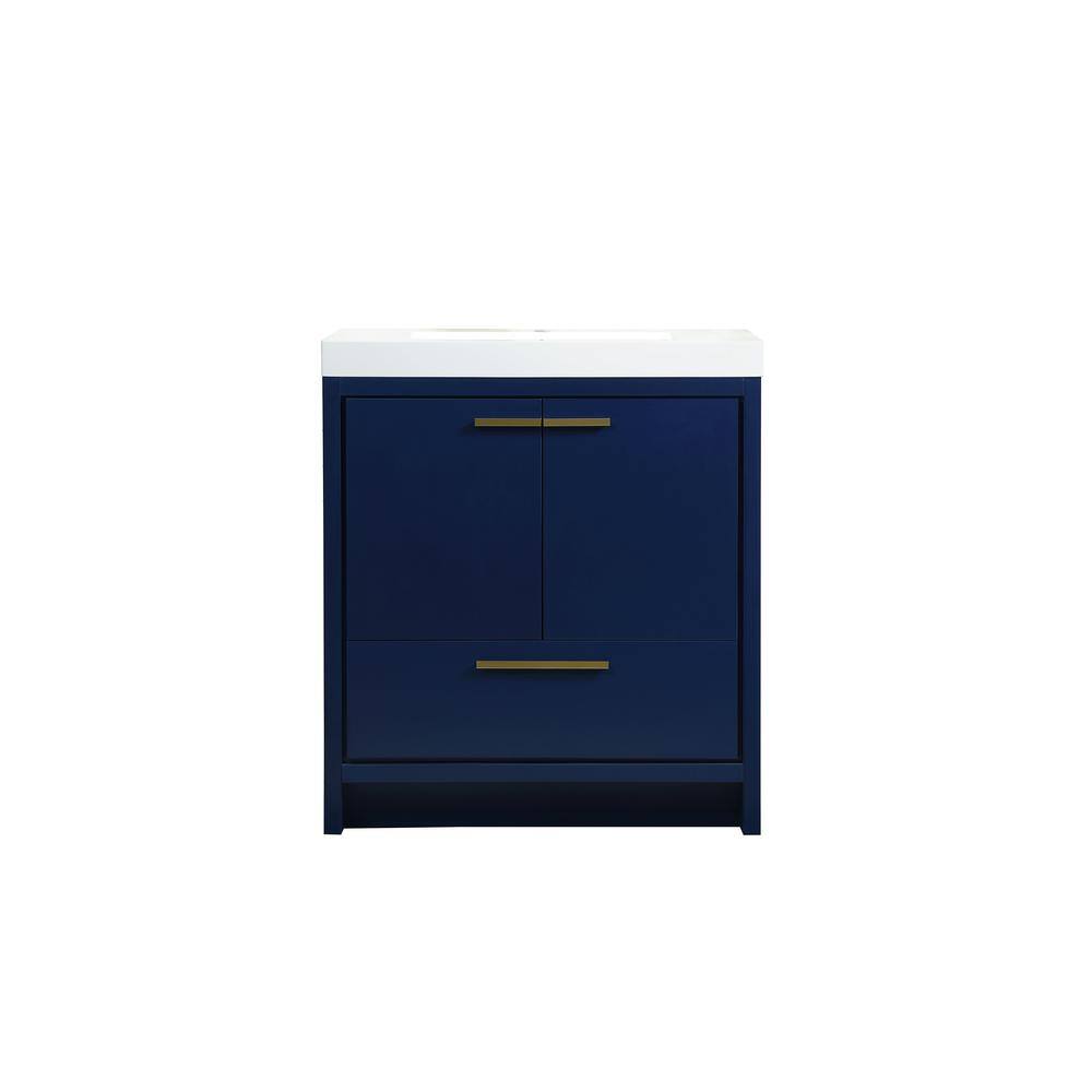 Simply Living 30 in. Single Bathroom Vanity in Blue with Resin Vanity Top i