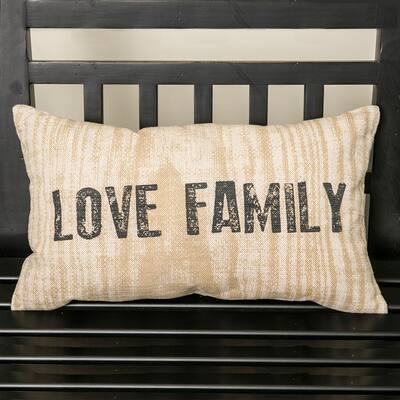Farmhouse 12 in. x 20 in. Tan Love Family Pillow Cover