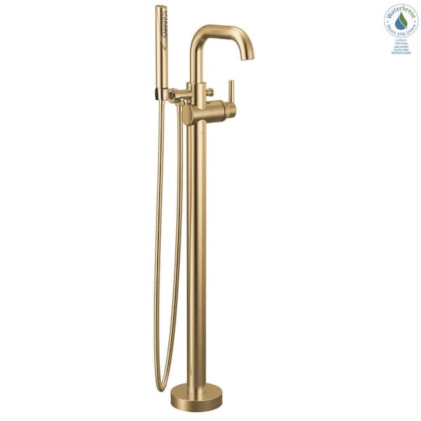 Delta Trinsic Gold 1-Handle Floor Mount Tub Faucet Trim Kit in