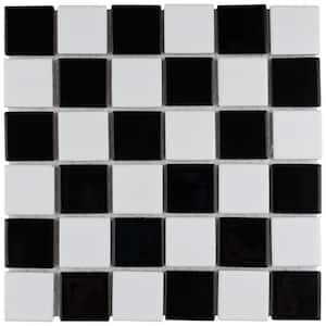 Squire Quad Glossy Checkerboard 12-1/2 in. x 12-1/2 in. Porcelain Mosaic Tile (11.1 sq. ft./Case)