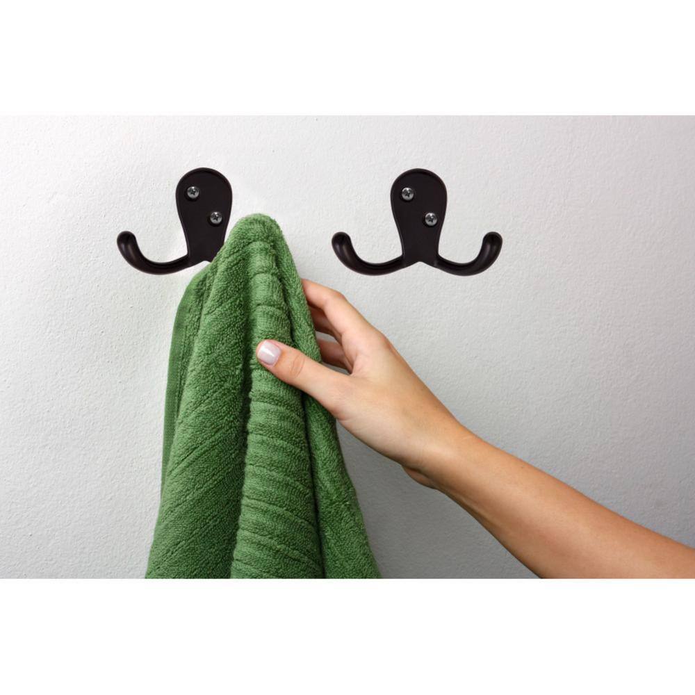 Matte Black Steel Double Hook 5-Pack