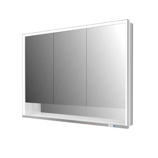 Elaro 48 in. W x 36 in. H Rectangular Aluminum Recessed/Surface Mount Medicine Cabinet with Mirror, Backlit&Front Light