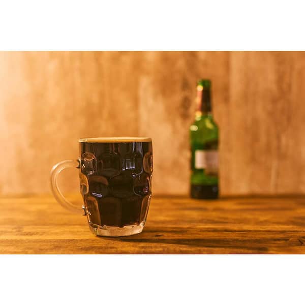 Glass Dimpled Stein Beer Mug With Large Handle - 18 Oz