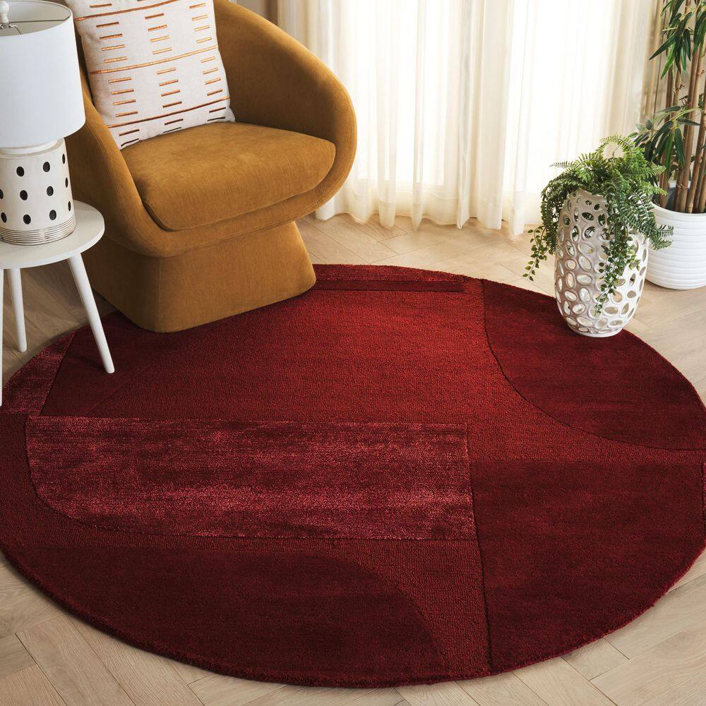 SAFAVIEH 5th Avenue 6 ft. x 6 ft. Rust Geometric Round Rug FTV252P-6R ...