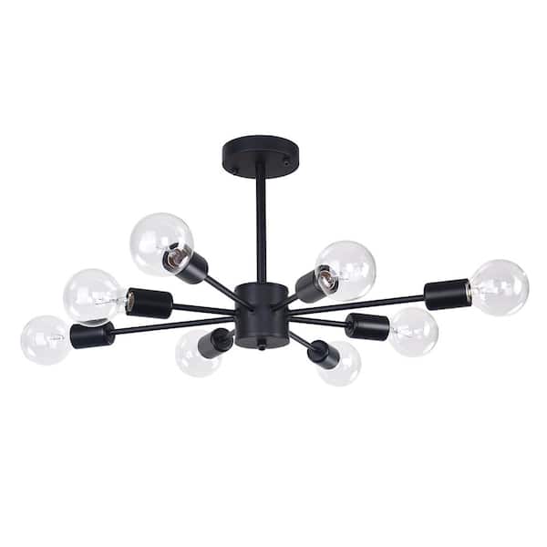RRTYO Taraji 24.01 in. 8-Light Semi Black Semi-Flush Mount