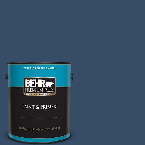 BEHR PREMIUM PLUS 1 gal. Home Decorators Collection #HDC-FL14-12 Rain Boots Satin Enamel Exterior Paint & Primer