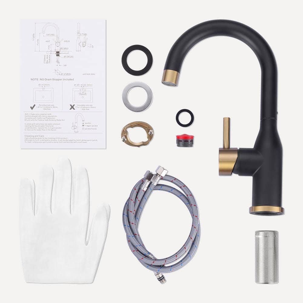 Black and Gold Stainless Steel Single-Handle Bar Faucet