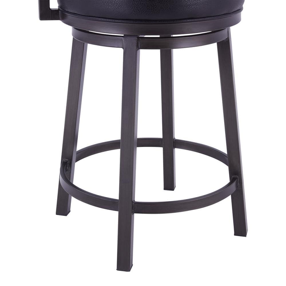 Black Faux Leather Swivel Counter Stool with Metal Frame