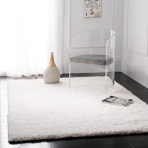 California Shag White 5 ft. x 5 ft. Square Solid Area Rug