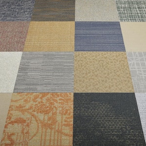 Versatile - Assorted - Multi-Colored Commercial/Residential 24 x 24 in. Peel and Stick Carpet Tile Square (40 sq. ft.)