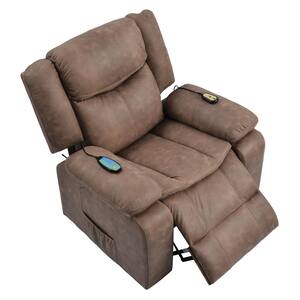 Brown Power Lift Heated Recliner Chair with Adjustable Massage Function