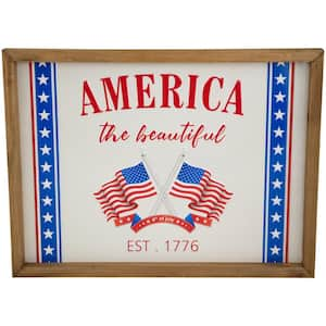 America the Beautiful Patriotic Framed Wall Sign-15.75 in.