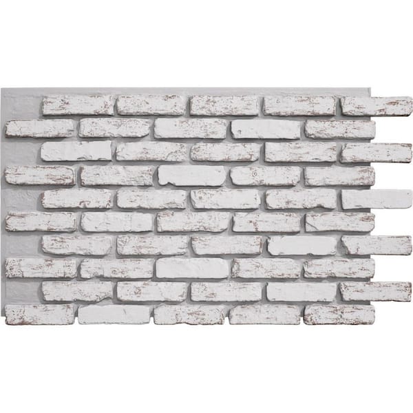 EverStone Aged Brick Faux Brick Panel, 46 7/8"W x 27"H x 1 1/4"D, Rustic White Color