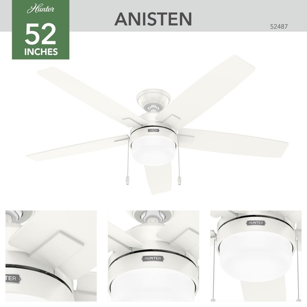 52" Fresh White LED Ceiling Fan with Reversible Blades