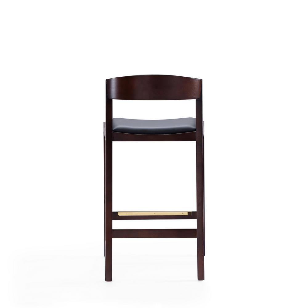 Manhattan Comfort Klismos 22" Black Leather and Walnut Counter Stool