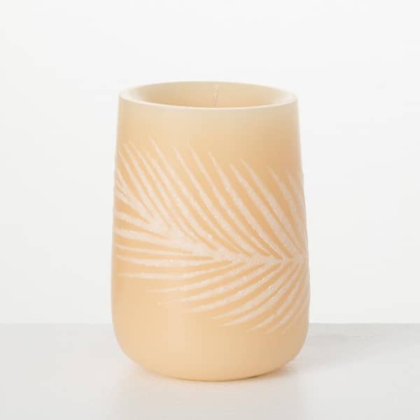 Vance Kitira 6 in. Scented Palm Leaf Decorative Candle, Cream