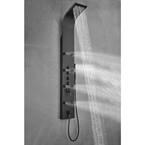 AKDY Brushed Black Stainless Steel Rainfall Shower Panel Tower – 5 Jets & Waterfall – HFT8006