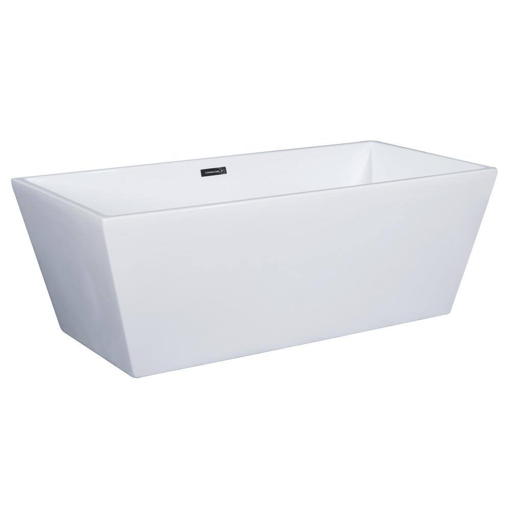 67'' White Freestanding Acrylic Soaking Bathtub