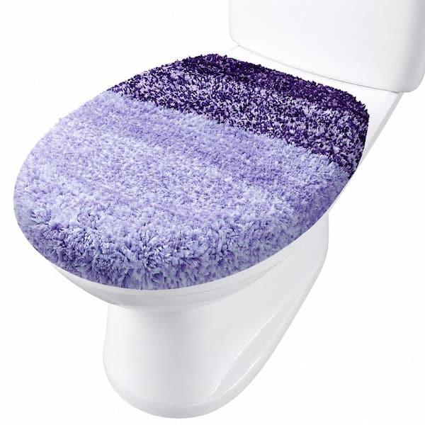 Dark Purple Soft Microfiber Toilet Lid Cover 17.5 x 15 in. Machine Washable Rubber Backing Universal
